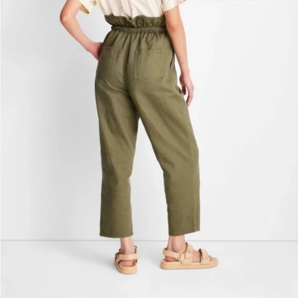 Women's High-Waisted Eyelet Pants - Future Collective™ Olive Green 2 - Picture 4 of 6